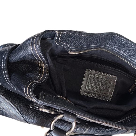 COACH HAMPTON BLACK PEBBLE GRAIN LEATHER TOTE BAG - Picture 6 of 12